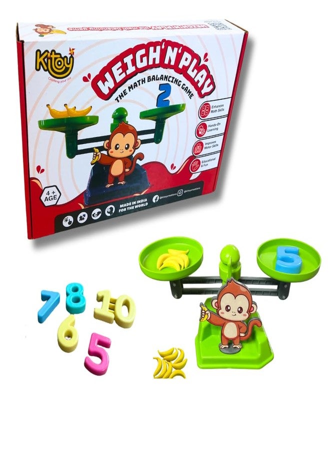 KITOY Weigh N Play | Math Balancing Game | Learn Practical Maths | Educational Toy with Weights for Kids 4+ (Monkey) - Image 2